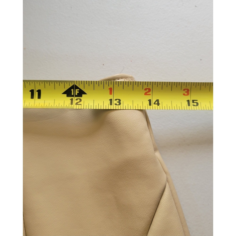 Vintage Rewash Biege Y2K Small Faux Leather Mini Skirt Sexy Siren Rave *READ* - Picture 6 of 10